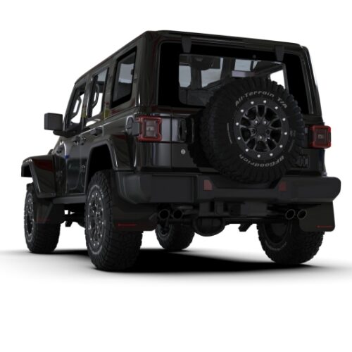 Rally Armor 2018+ Jeep Wrangler Rubicon JL Black UR Mud Flap w/ Red Logo - Image 2