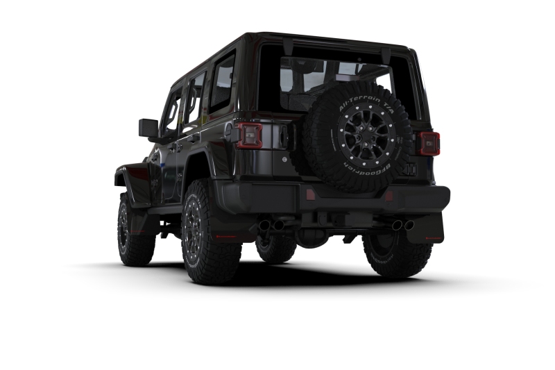 Rally Armor 2018+ Jeep Wrangler Rubicon JL Black UR Mud Flap w/ Red Logo - Image 2