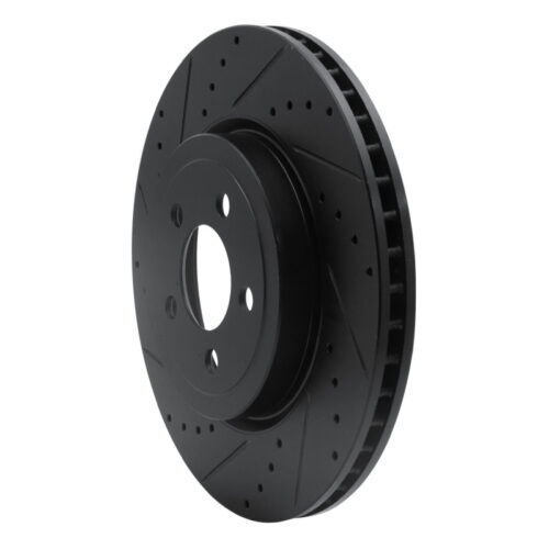 R1 Concepts for 09-23 Dodge Challenger Front Left Drilled & Slotted Black Brake Rotor - Image 3