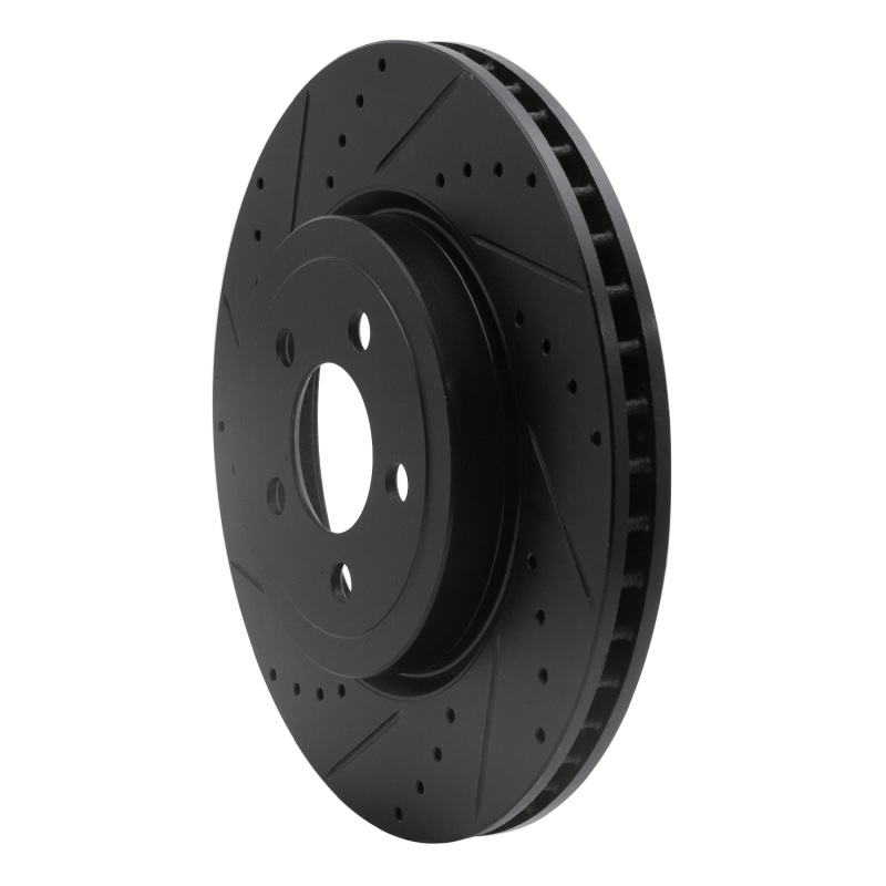 R1 Concepts for 09-23 Dodge Challenger Front Left Drilled & Slotted Black Brake Rotor - Image 3