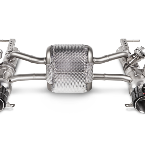 Alternative view of Akrapovic Slip-On Line (Titanium) w/ Carbon Tips for 16-17 Ferrari 488 GTB/488 Spyder