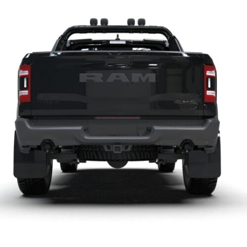 Alternative view of Rally Armor 21-25 Dodge Ram 1500 TRX Black UR Mud Flap - Metallic Black Logo