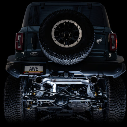 AWE Tuning Exhaust w/Diamond Black Tips & Bash Guard for 2021+ Ford Bronco 0FG Dual Rear Exit - Image 3