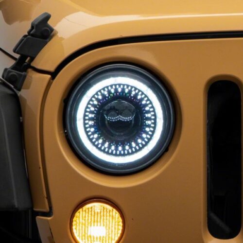 Raxiom for 2007-2018 Jeep Wrangler JK Axial Series 7-In Dragon Eye LED Headlights- Blk Housing (Clear Lens) - Image 9