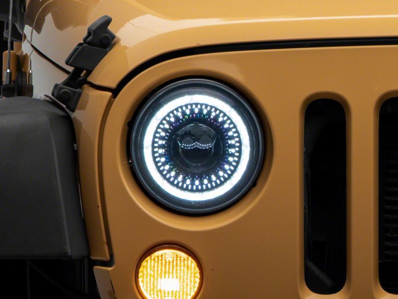 Raxiom for 2007-2018 Jeep Wrangler JK Axial Series 7-In Dragon Eye LED Headlights- Blk Housing (Clear Lens) - Image 9