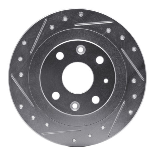 R1 Concepts for 90-03 Ford Escort Rear Left Drilled & Slotted Silver Brake Rotor