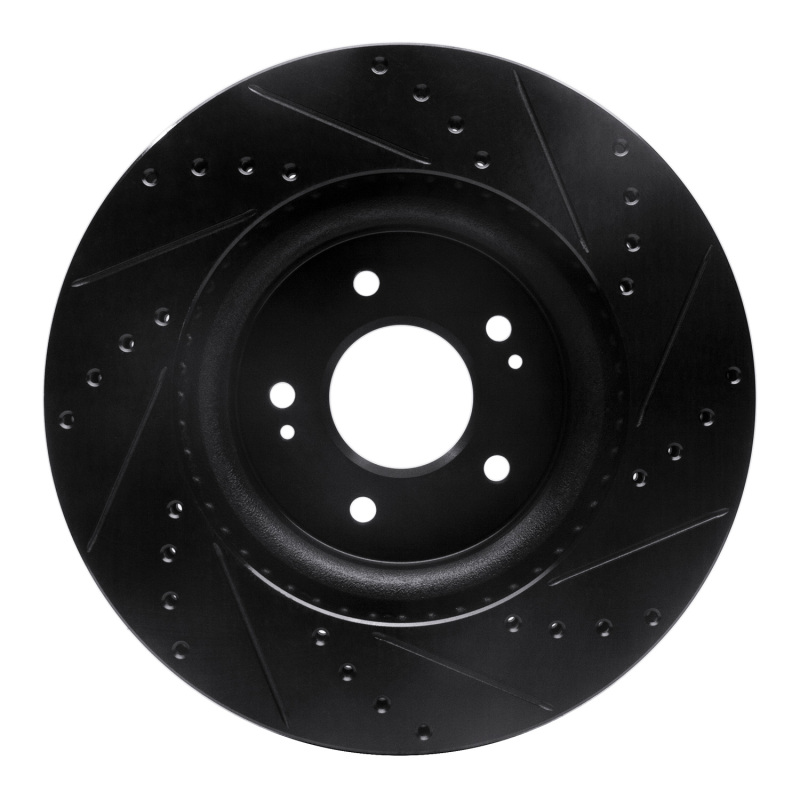 R1 Concepts for 18-23 Genesis G70 Front Left Drilled & Slotted Black Brake Rotor - Image 5