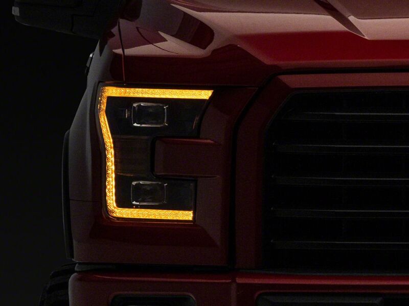 Raxiom for 2015-2017 Ford F-150 LED Projector Headlights with LED Amber DRL- Black Housing- Clear Lens - Image 2