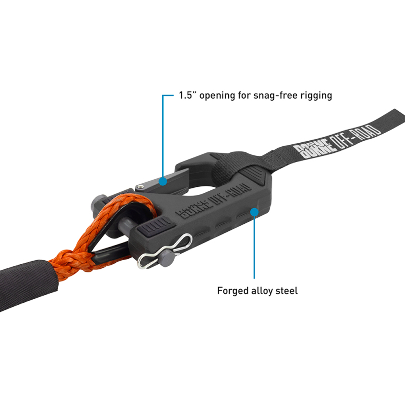 Borne Off-Road Winch Hook - 3/8in Rope - Hand Strap - Orange - Image 3