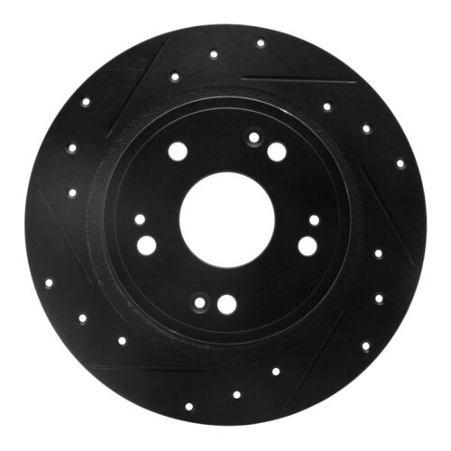 R1 Concepts for 05-17 Honda Accord Rear Left Drilled & Slotted Black Brake Rotor