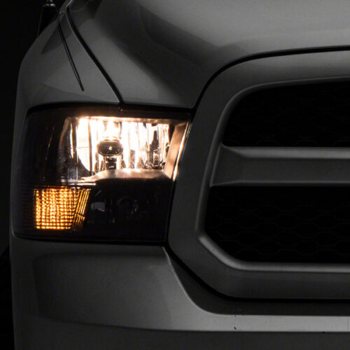 Raxiom for 2009-2018 Dodge RAM 1500 Axial Series Euro Style Headlights w/ Dual Bulb Blk Housing (Clear Lens)