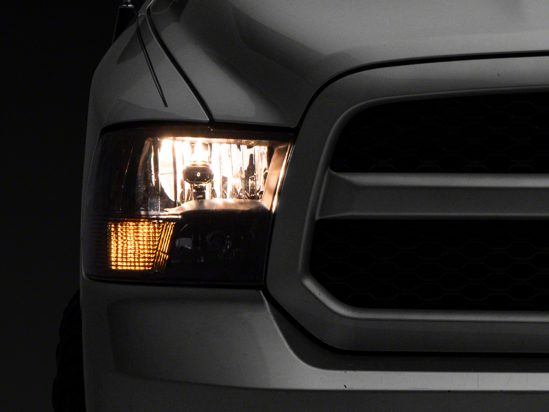 Raxiom for 2009-2018 Dodge RAM 1500 Axial Series Euro Style Headlights w/ Dual Bulb Blk Housing (Clear Lens)