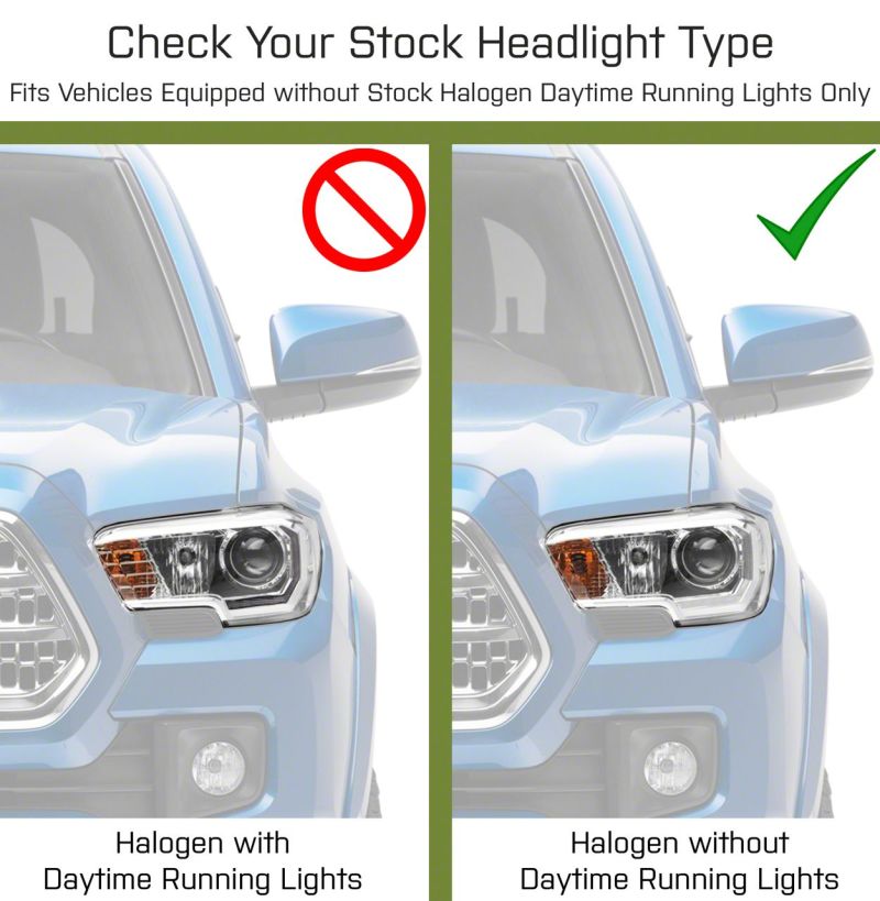 Raxiom for 2016-2023 Toyota Tacoma w/ Factory Halogen DRL LED Headlights- Black Housing (Clear Lens) - Image 5
