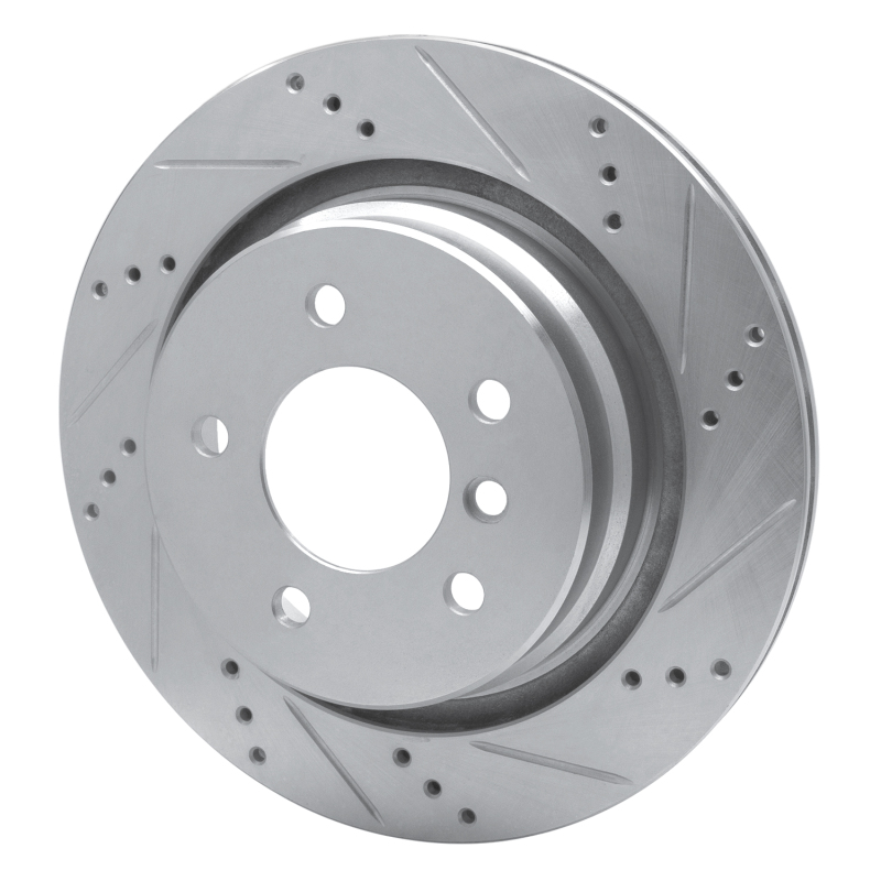 R1 Concepts for 95-99 BMW M3 E36 Left Rear Drilled & Slotted Silver Brake Rotor - Image 2