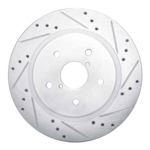R1 Concepts for 2015-2025 Subaru WRX Rear Right Drilled & Slotted Silver Brake Rotor