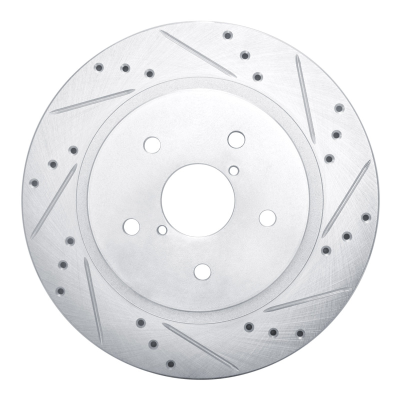 R1 Concepts for 2015-2025 Subaru WRX Rear Right Drilled & Slotted Silver Brake Rotor