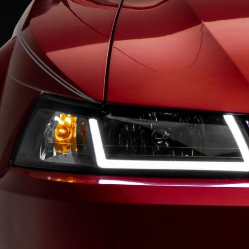 Raxiom for 1999-2004 Ford Mustang Axial Series Headlights w/ LED Bar- Black Housing (Clear Lens) - Image 7