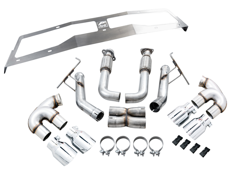 AWE Tuning Track Edition Exhaust - Quad Chrome Silver Tips for 2020 Chevrolet Corvette (C8) - Image 6