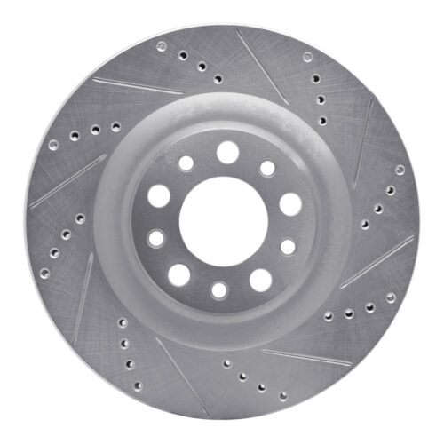 R1 Concepts for 2017-2025 Alfa Romeo Stelvio Rear Right Drilled & Slotted Silver Brake Rotor