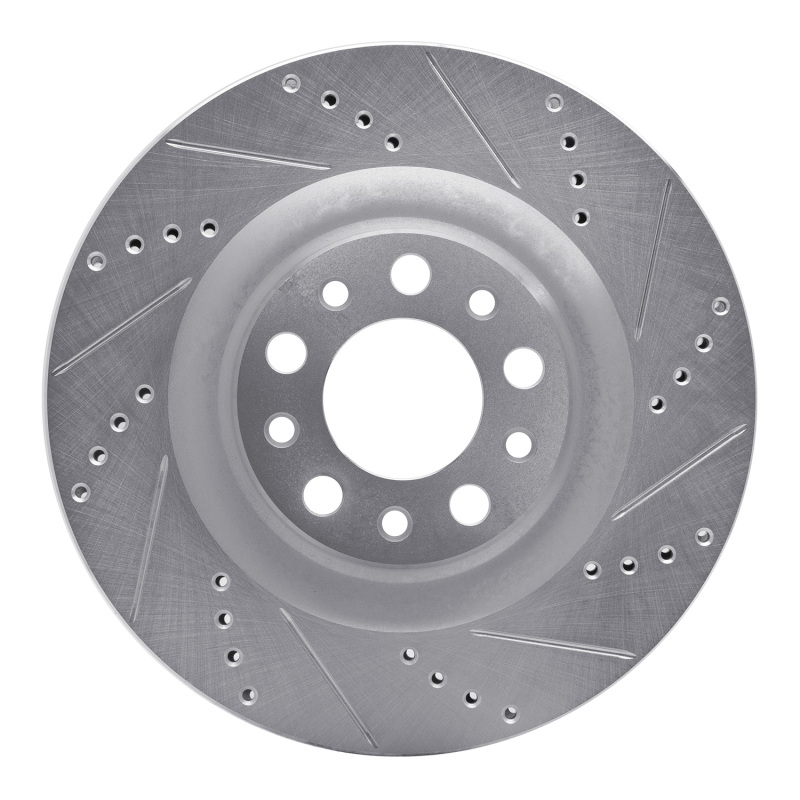 R1 Concepts for 2017-2025 Alfa Romeo Stelvio Rear Right Drilled & Slotted Silver Brake Rotor