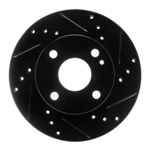 R1 Concepts for 90-93 Mazda Miata Front Right Drilled & Slotted Black Brake Rotor
