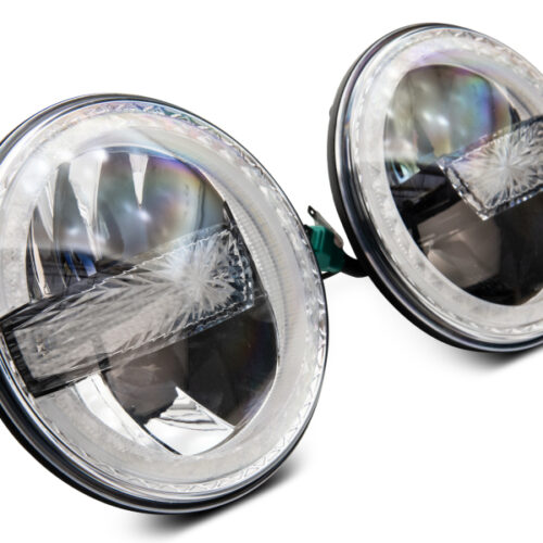 Raxiom for 1997-2018 Jeep Wrangler TJ/JK 7-Inch LED Headlights w/ Halos- Black Housing (Clear Lens) - Image 4