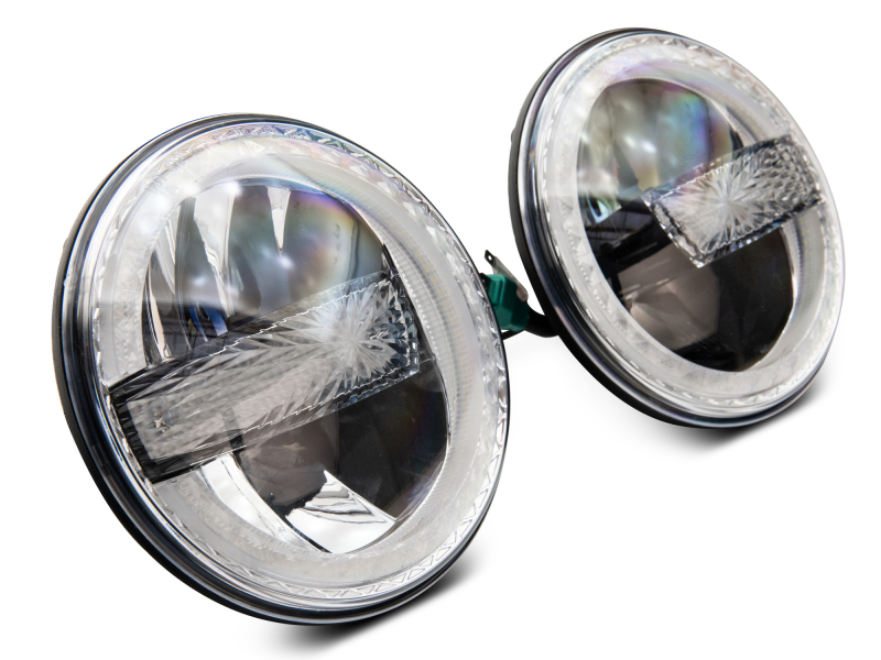 Raxiom for 1997-2018 Jeep Wrangler TJ/JK 7-Inch LED Headlights w/ Halos- Black Housing (Clear Lens) - Image 4