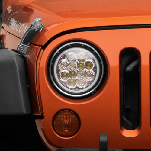 Raxiom for 1997-2018 Jeep Wrangler TJ/JK Axial Spider LED Headlight w/ Amber DRL- Chrome Hsng (Clear Lens) - Image 10