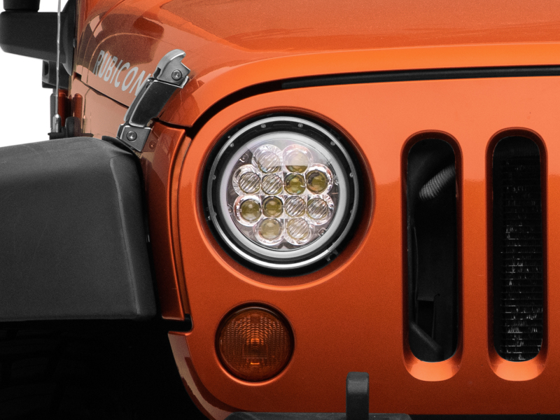 Raxiom for 1997-2018 Jeep Wrangler TJ/JK Axial Spider LED Headlight w/ Amber DRL- Chrome Hsng (Clear Lens) - Image 10