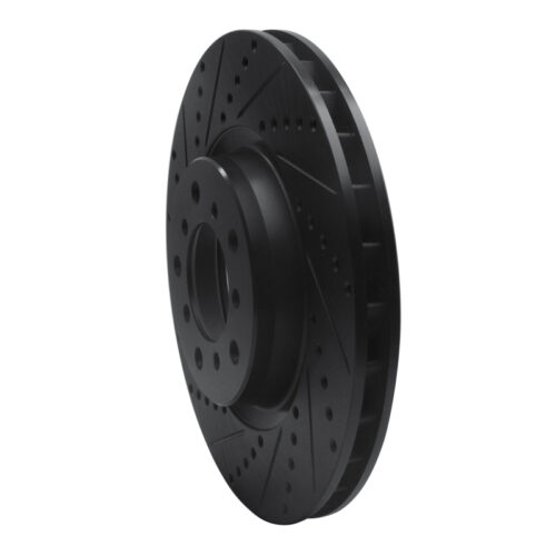 Alternative view of R1 Concepts for 01-06 BMW M3 Right Front Drilled & Slotted Black Brake Rotor