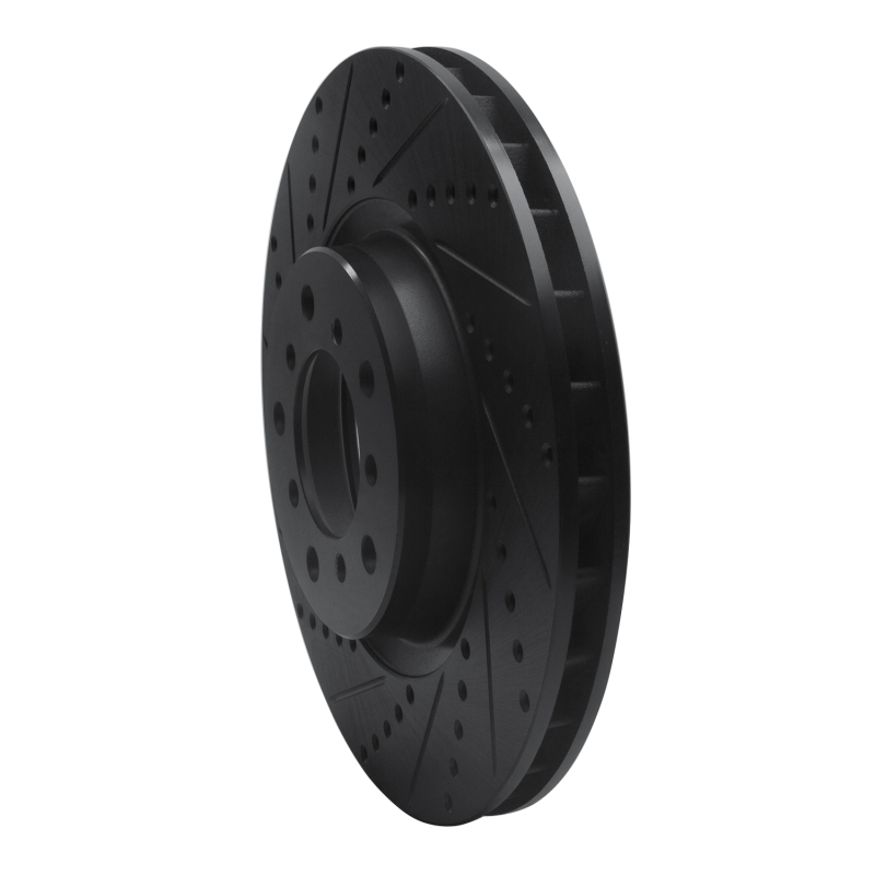 R1 Concepts for 01-06 BMW M3 Right Front Drilled & Slotted Black Brake Rotor - Image 2