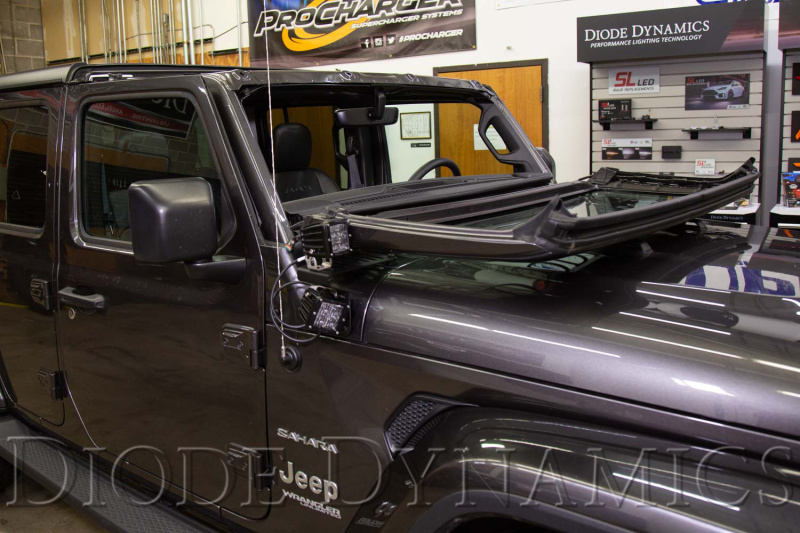 Diode Dynamics 18-21 Jeep JL Wrangler/Gladiator SS6 Cowl LED Bracket Kit - White Driving - Image 4