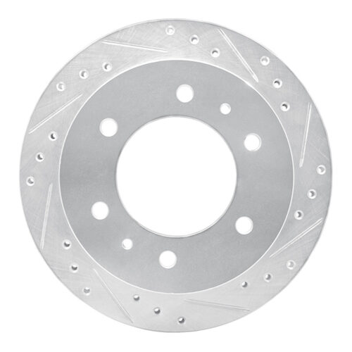 R1 Concepts for 88-95 Nissan Pathfinder Rear Right Drilled & Slotted Silver Brake Rotor