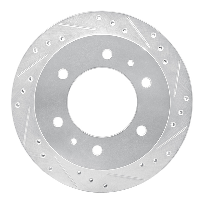 R1 Concepts for 88-95 Nissan Pathfinder Rear Right Drilled & Slotted Silver Brake Rotor