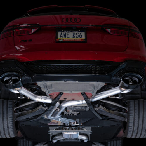 Alternative view of AWE Tuning SwitchPath Cat-Back Exhaust - Diamond Black Tips for 21-23 Audi C8 RS6/RS7