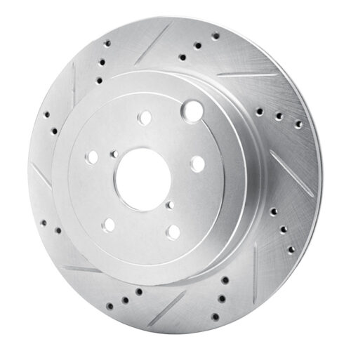 Alternative view of R1 Concepts for 08-20 Subaru Impreza Rear Left Drilled & Slotted Silver Brake Rotor