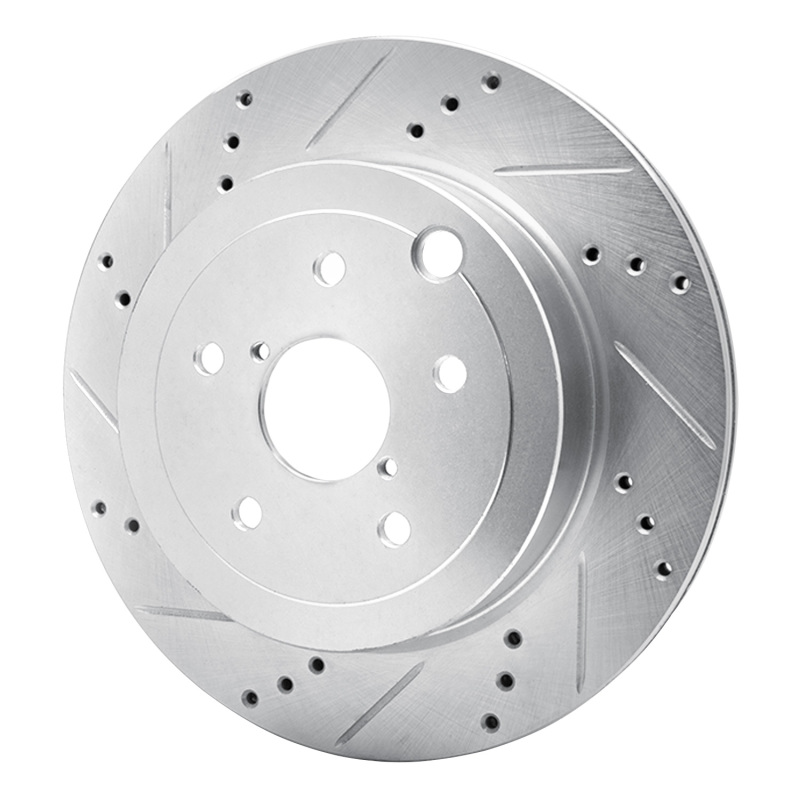 R1 Concepts for 08-20 Subaru Impreza Rear Left Drilled & Slotted Silver Brake Rotor - Image 2