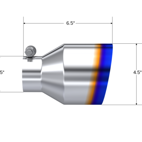 MBRP Universal Burnt SS Tip 2.5in ID / 4.5in OD Out / 6.5in Length Angle Cut Single Wall - Image 2