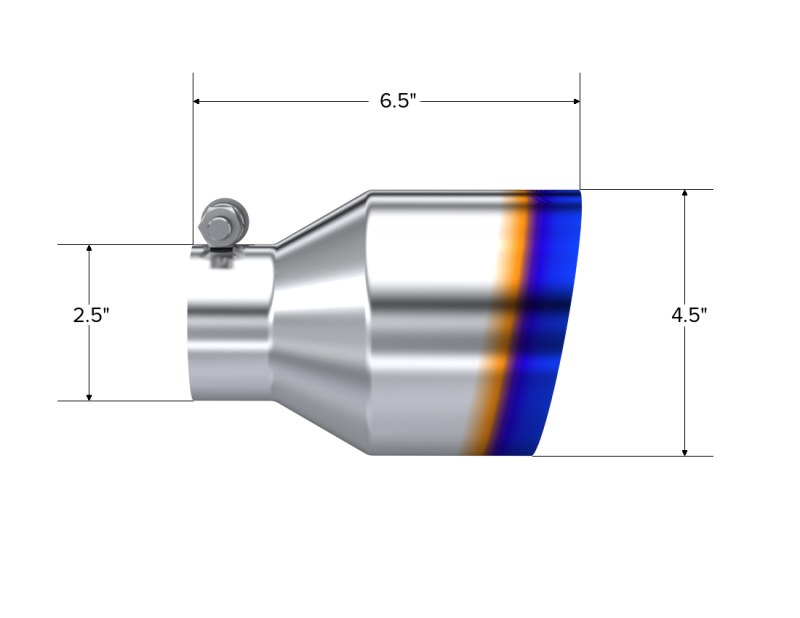 MBRP Universal Burnt SS Tip 2.5in ID / 4.5in OD Out / 6.5in Length Angle Cut Single Wall - Image 2
