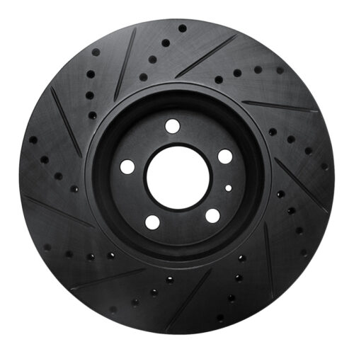 R1 Concepts for 2011-2017 Audi A4 (USA/Canada) Front Right Drilled & Slotted Black Brake Rotor - Image 5