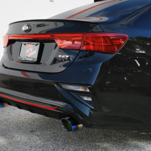 aFe Power Takeda 20-21 Kia Forte GT 1.6L (t) 3in to 2.5in SS Axle-Back Exhaust System w/ Blue Flame Tips - Image 5