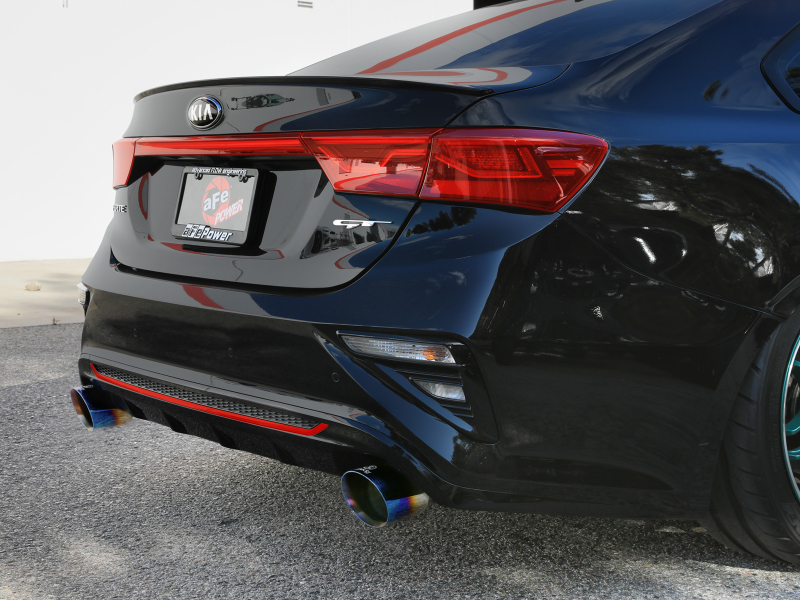 aFe Power Takeda 20-21 Kia Forte GT 1.6L (t) 3in to 2.5in SS Axle-Back Exhaust System w/ Blue Flame Tips - Image 5