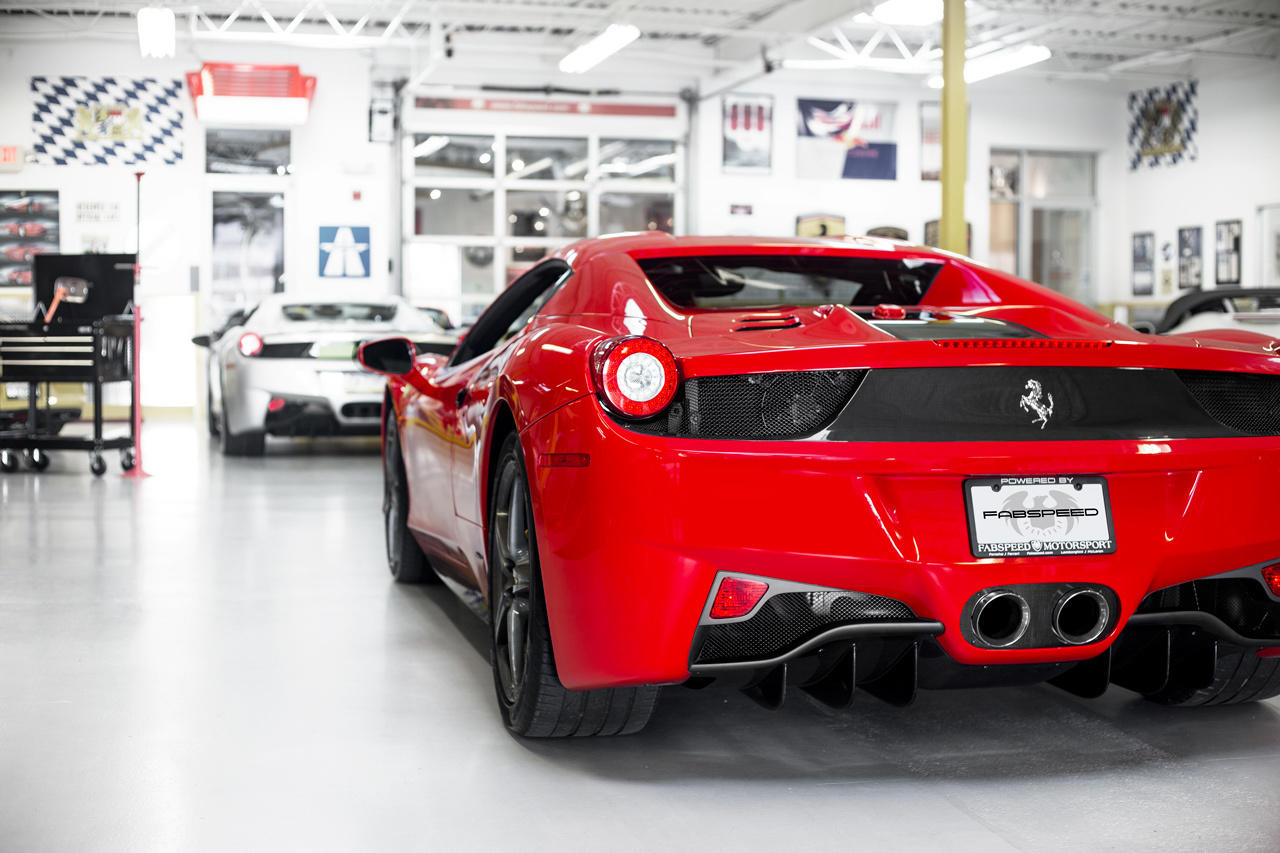 Fabspeed Ferrari 458 Italia Challenge Style Dual Exhaust Tips (2010-2015) - Fabspeed Maxflo Exhaust - Image 6