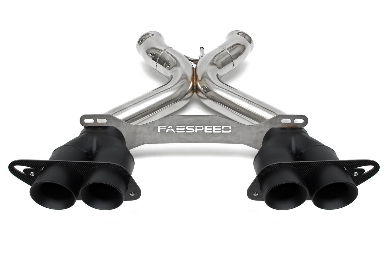 Fabspeed McLaren MP4-12C Supersport X-Pipe Exhaust System (2011-2014) - Can-Am Quad Style - Black Tips