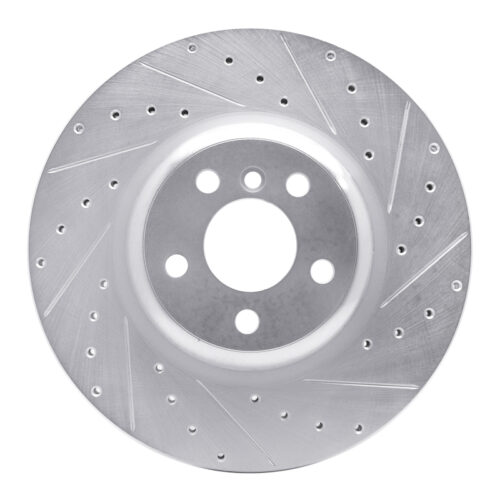 R1 Concepts for 16-25 BMW 330e xDrive Rear Right Drilled & Slotted Silver Brake Rotor