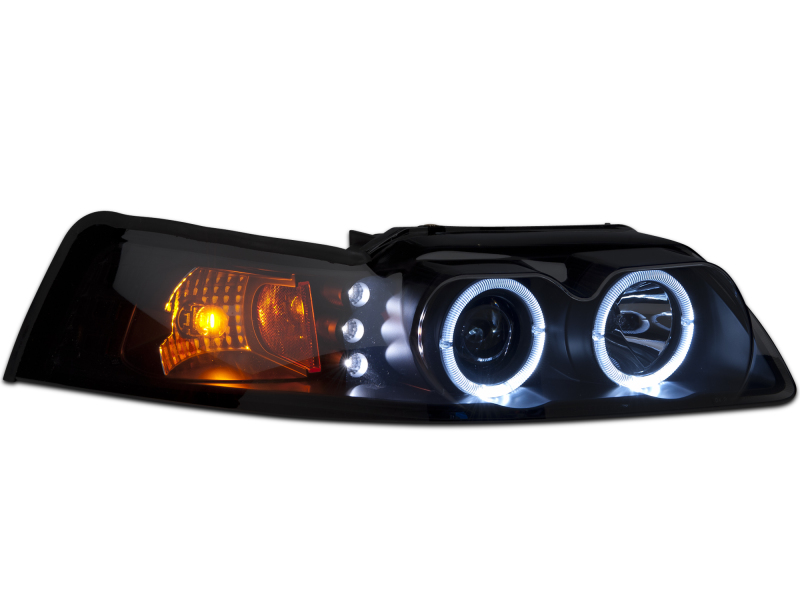 Raxiom for 1999-2004 Ford Mustang Dual LED Halo Projector Headlights- Black Housing (Smoked Lens) - Image 4