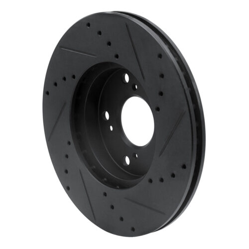 R1 Concepts for 06-15 Honda Civic Front Left Drilled & Slotted Black Brake Rotor - Image 4