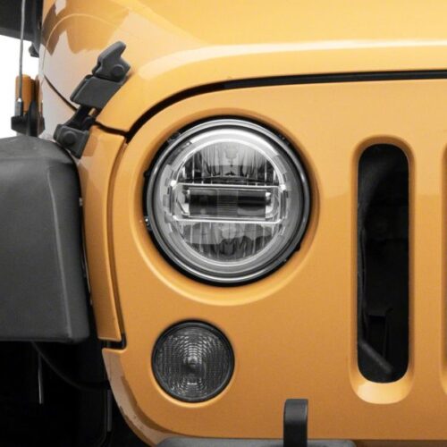 Raxiom for 1997-2018 Jeep Wrangler TJ & JK Axial 7-In LED Headlights w/ DRL- Chrome Housing (Clear Lens) - Image 10