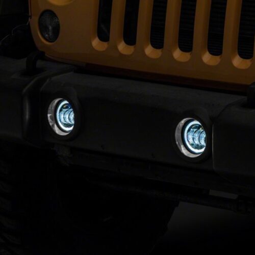 Raxiom for 2007-2018 Jeep Wrangler JK Axial Series Halo LED Fog Lights- Amber - Image 8