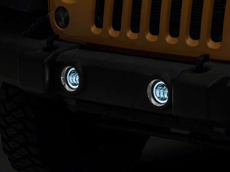 Raxiom for 2007-2018 Jeep Wrangler JK Axial Series Halo LED Fog Lights- Amber - Image 8
